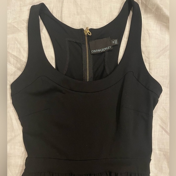 Cynthia Rowley LBD | Tank Top Fit & Flare | Exposed Gold Zipper | Pockets - Picture 3 of 11
